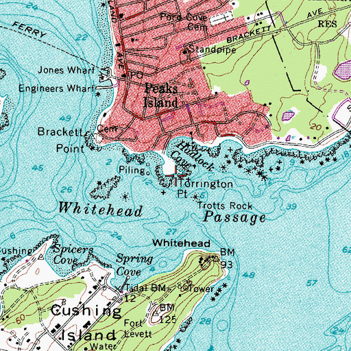 Topographic Map of Torrington Point, ME