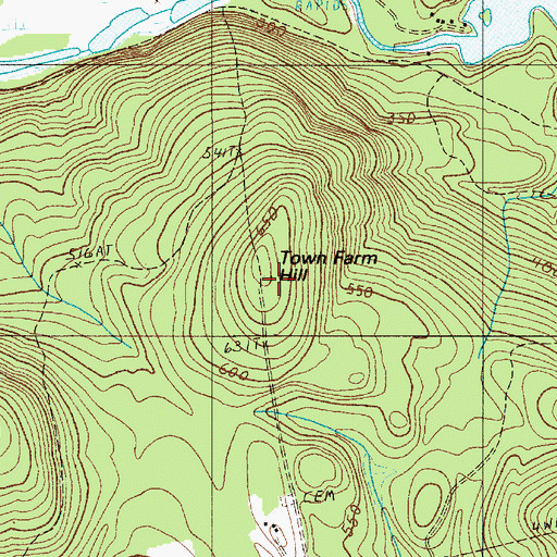 Topographic Map of Town Farm Hill, ME