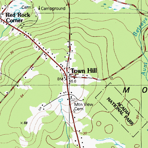 Topographic Map of Town Hill, ME