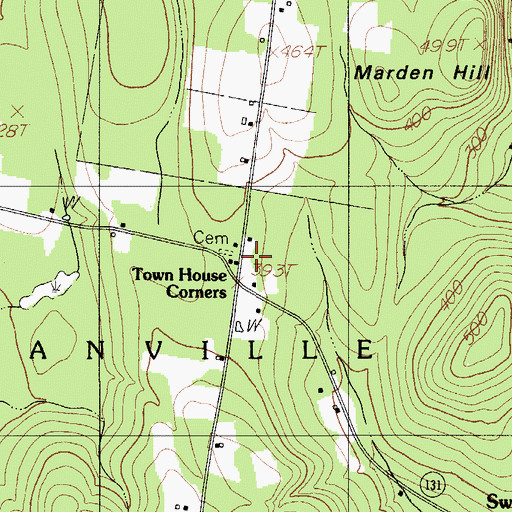 Topographic Map of Town House Corners, ME