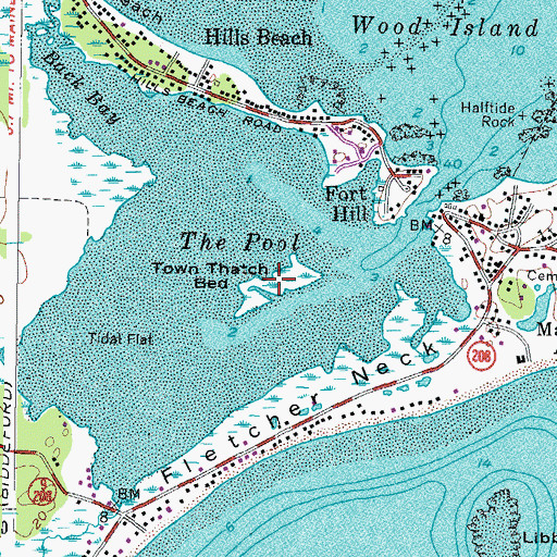 Topographic Map of Town Thatch Bed, ME