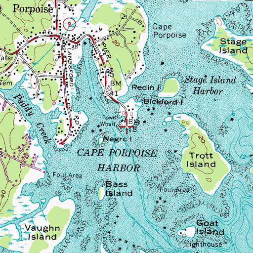 Topographic Map of Town Wharf, ME