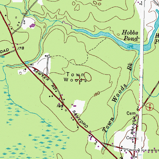 Topographic Map of Town Woods, ME