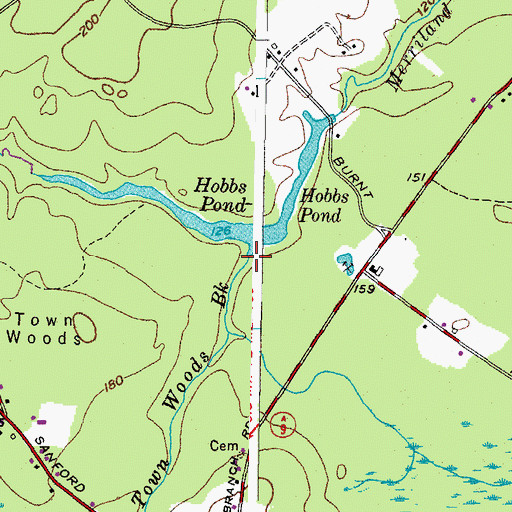 Topographic Map of Town Woods Brook, ME