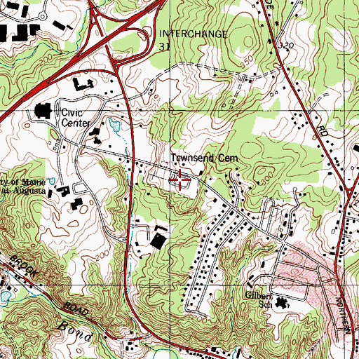 Topographic Map of Townsend Cemetery, ME