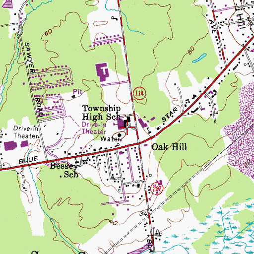 Topographic Map of Township High School, ME
