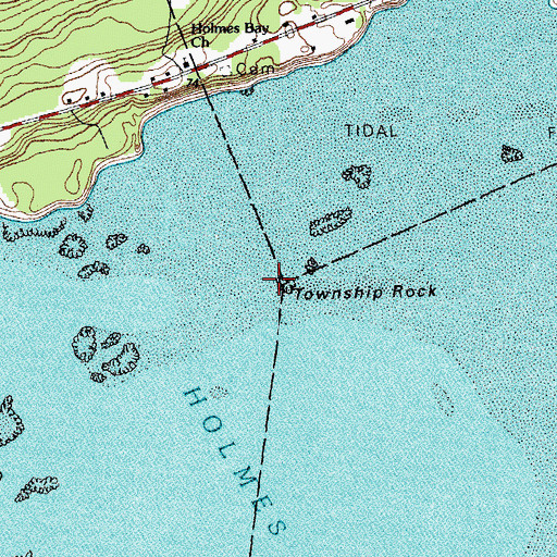 Topographic Map of Township Rock, ME