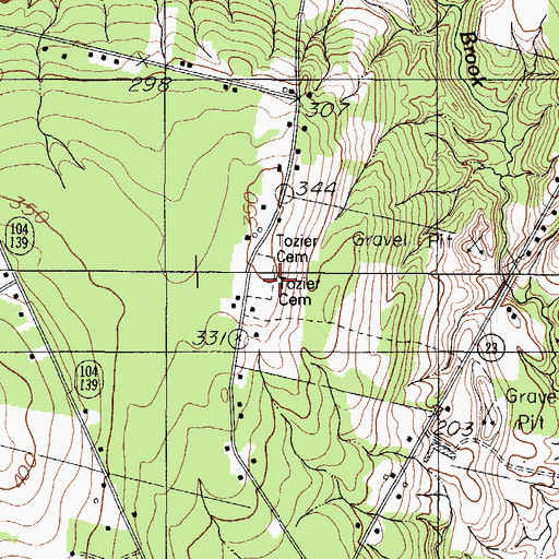 Topographic Map of Tozier Cemetery, ME