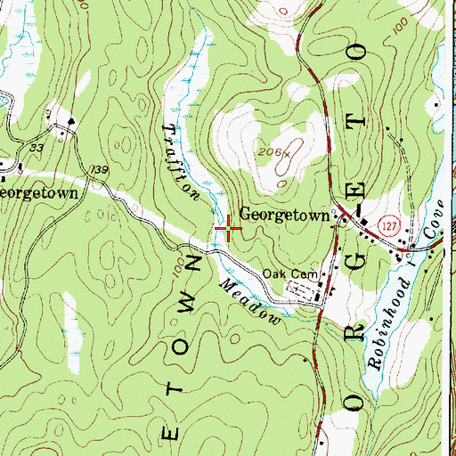 Topographic Map of Traffton Meadow, ME