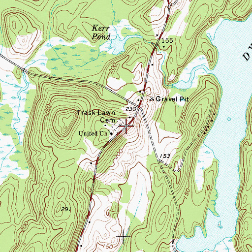 Topographic Map of Trask Lawn Cemetery, ME