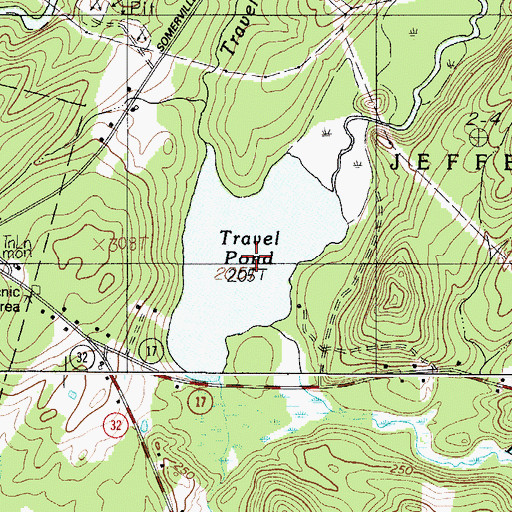 Topographic Map of Travel Pond, ME