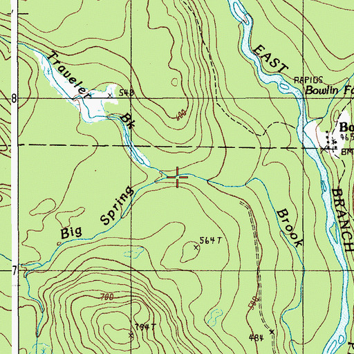 Topographic Map of Traveler Brook, ME