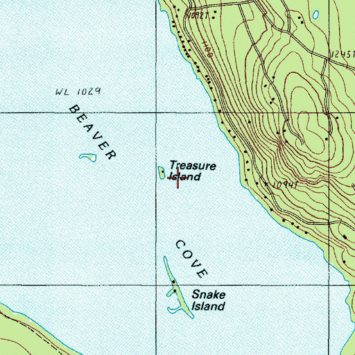 Topographic Map of Treasure Island, ME