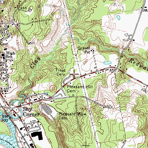 Topographic Map of Treat Cemetery, ME