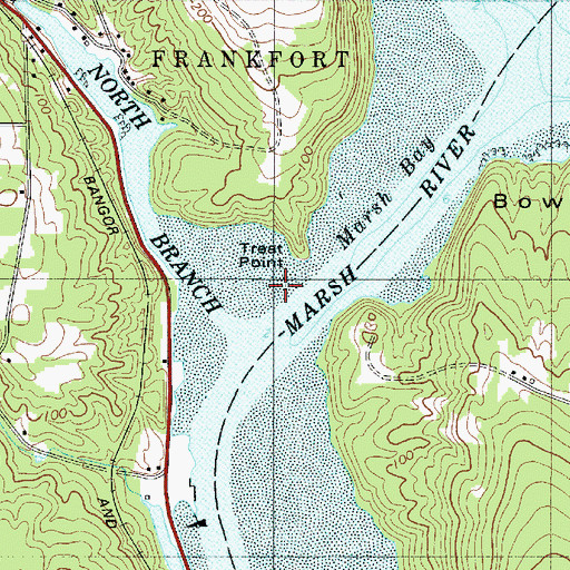 Topographic Map of Treat Point, ME
