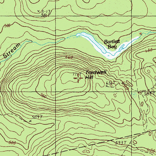 Topographic Map of Tredwell Hill, ME
