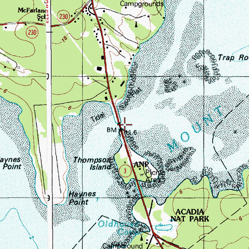 Topographic Map of Trenton Bridge, ME