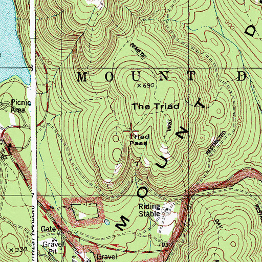 Topographic Map of Triad Pass, ME