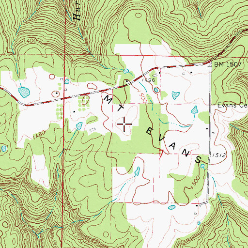 Topographic Map of Mount Evans, AR