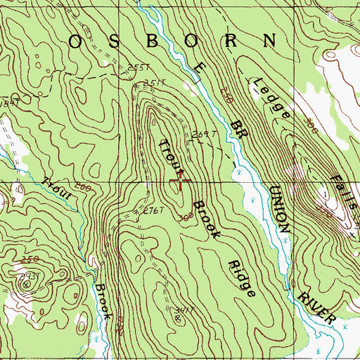 Topographic Map of Trout Brook Ridge, ME