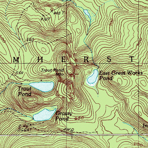 Topographic Map of Trout Pond Mountain, ME