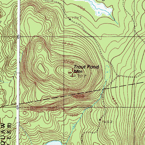 Topographic Map of Trout Pond Mountain, ME
