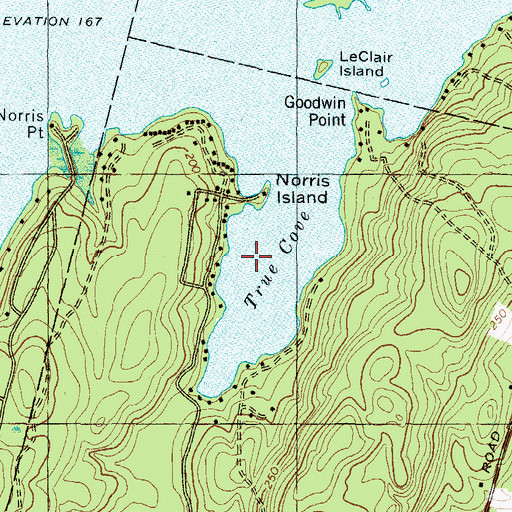 Topographic Map of True Cove, ME