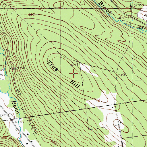 Topographic Map of True Hill, ME