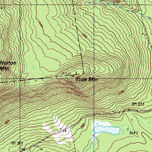 Topographic Map of True Mountain, ME