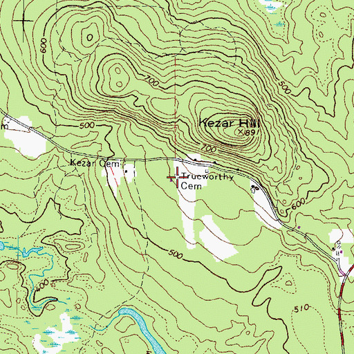Topographic Map of Trueworthy Cemetery, ME