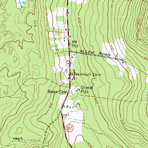 Topographic Map of Trumbull Cemetery, ME
