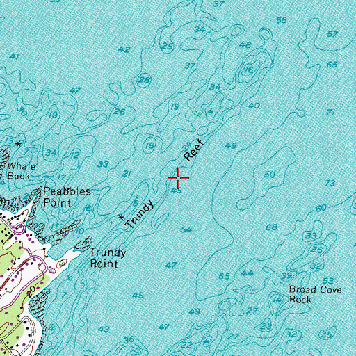 Topographic Map of Trundy Reef, ME