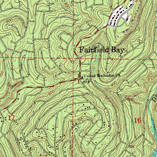 Topographic Map of Fairfield Bay, AR