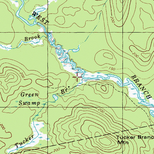 Topographic Map of Tucker Brook, ME