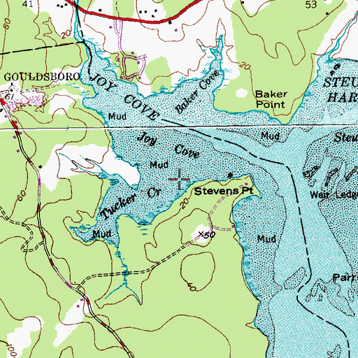 Topographic Map of Tucker Creek, ME