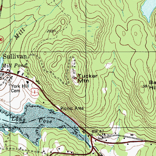Topographic Map of Tucker Mountain, ME