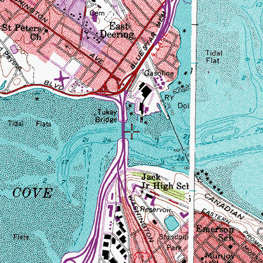 Topographic Map of Tukey Bridge, ME