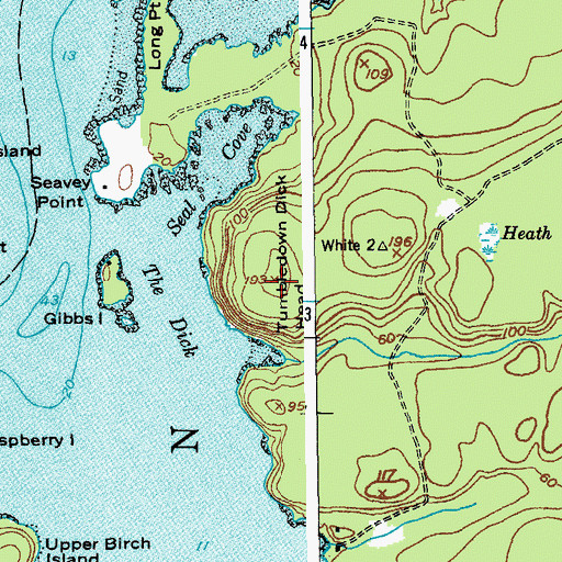 Topographic Map of Tumbledown Dick Head, ME