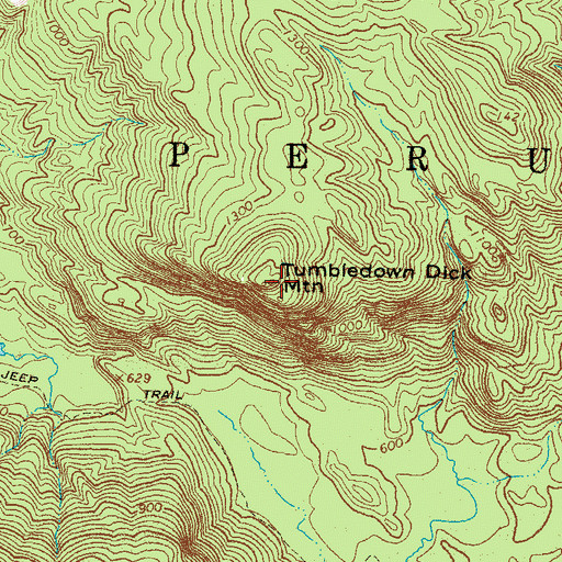 Topographic Map of Tumbledown Dick Mountain, ME