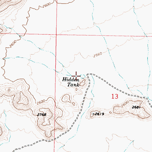 Topographic Map of Hidden Tank, AZ