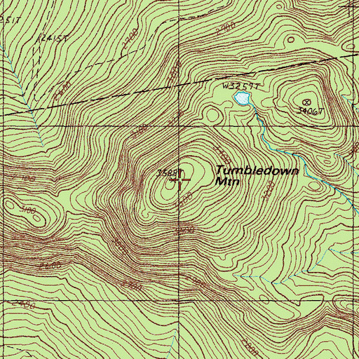 Topographic Map of Tumbledown Mountain, ME