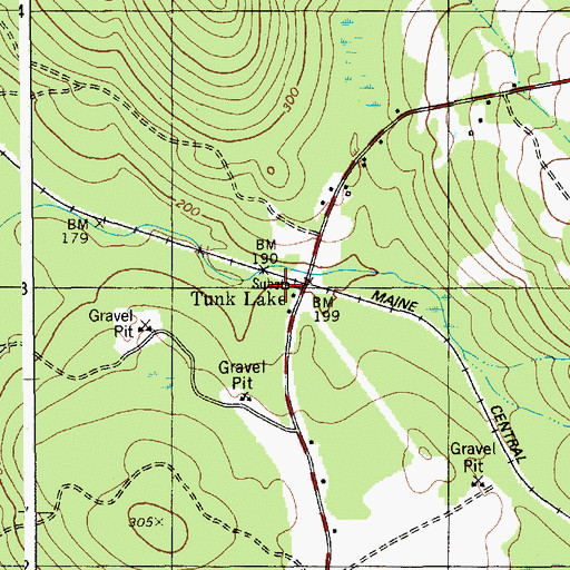 Topographic Map of Tunk Lake, ME