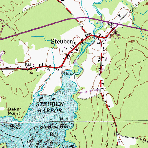 Topographic Map of Tunk Stream, ME