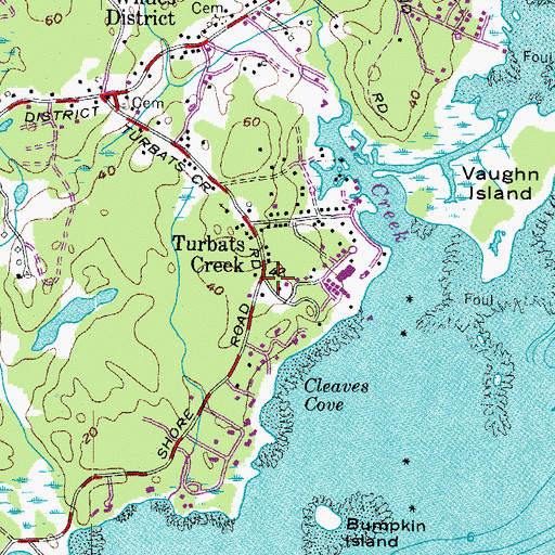 Topographic Map of Turbats Creek, ME
