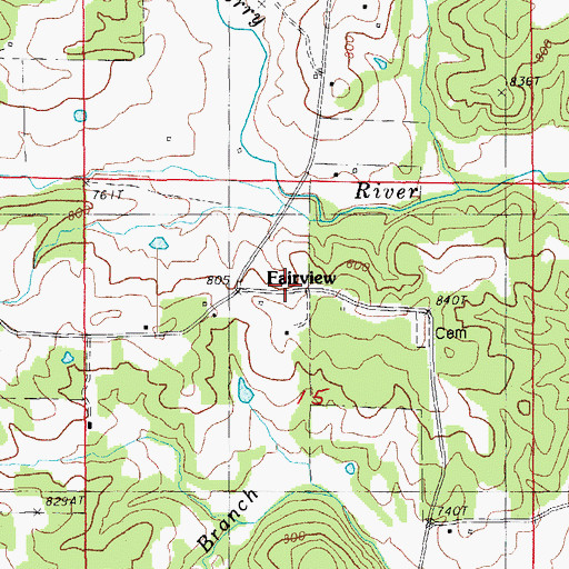 Topographic Map of Fairview, AR