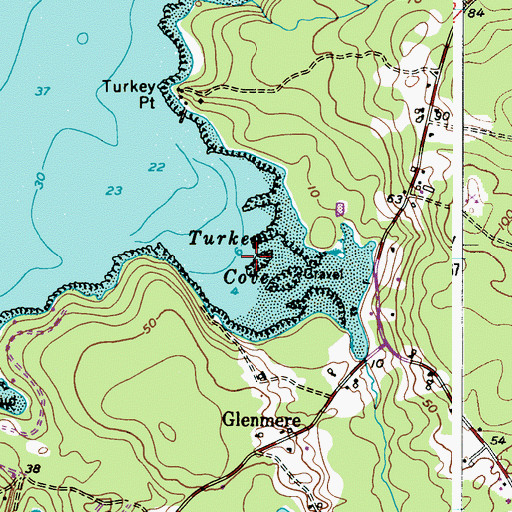 Topographic Map of Turkey Cove, ME