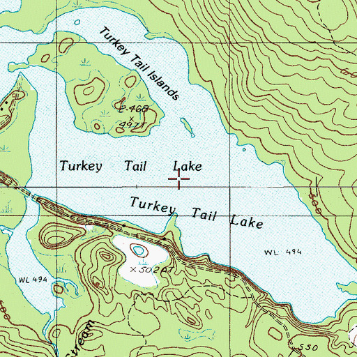 Topographic Map of Turkey Tail Lake, ME