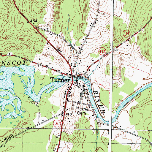 Topographic Map of Turner, ME
