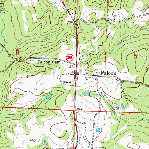 Topographic Map of Falcon, AR
