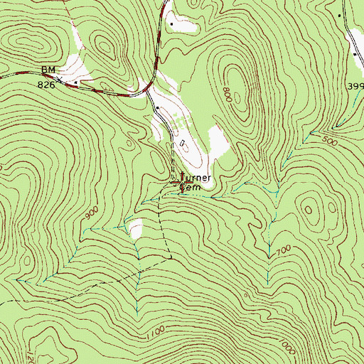 Topographic Map of Turner Cemetery, ME